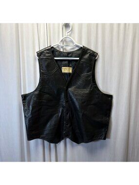 Sharons Leather Mens Vest Size 2X Gray Sleeveless Lined Snap Closure Western